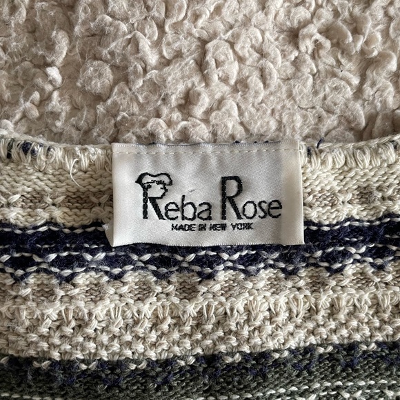 Reba Rose Vintage Striped Knit Button Up Cardigan Sweater Made In NY Size M - Picture 3 of 9